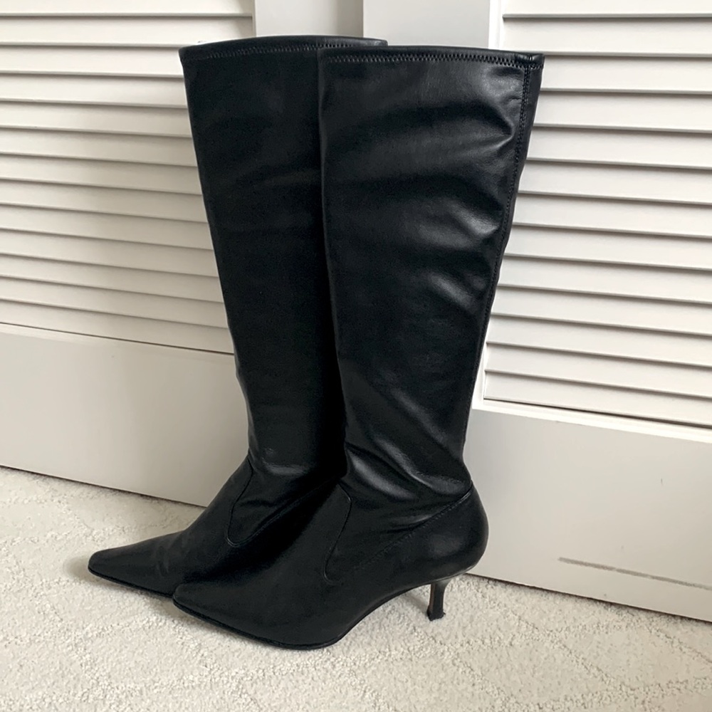 Donald j pliner black crepe elastic boots
